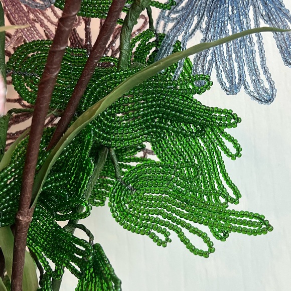 Vintage Antique French Beaded Flowers Floral arrangement bridal bouquet Cattails - Picture 5 of 15